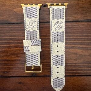 Louis Vuitton Beige and Blue Apple Watch Band